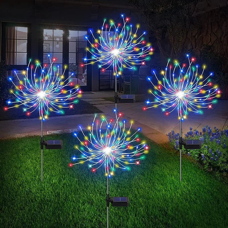 Solar Firework Fairy Lights for Outdoor Garden Decoration, Pathway, Patio, Party