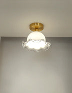Antique Glass Ceiling Light: Elegant French Design, Unique Modern Brass Luminaria