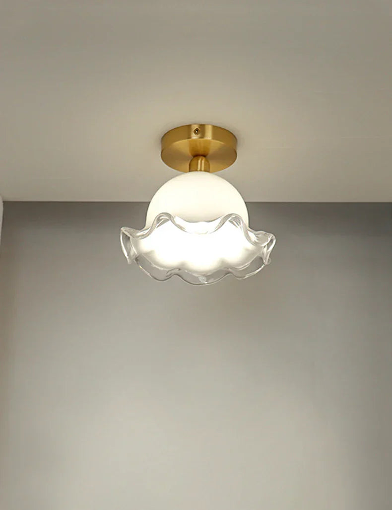 Antique Glass Ceiling Light: Elegant French Design, Unique Modern Brass Luminaria