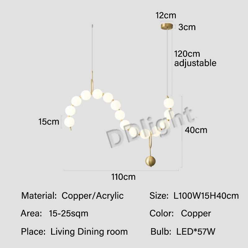 Modern Copper LED Chandelier for Living Room, Bedroom, Dining, Kitchen Decor