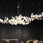 Luxe Ginkgo Leaves Chandelier Pendant Light for Living Room Bedroom