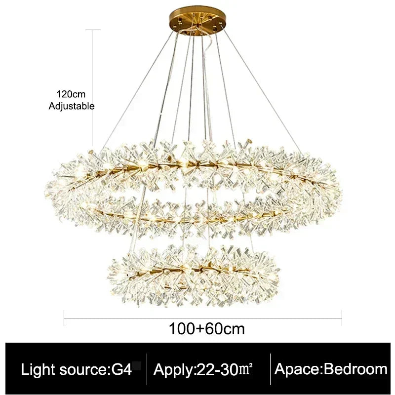 Luxury Crystal Chandelier LED Ceiling Light for Modern Living Room & Bedroom