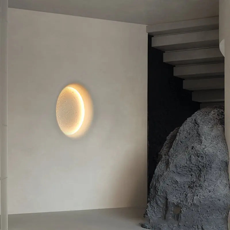 Moon Gypsum Wall Lamp: Creative Bedroom & Living Room Decor_LED Art Painting