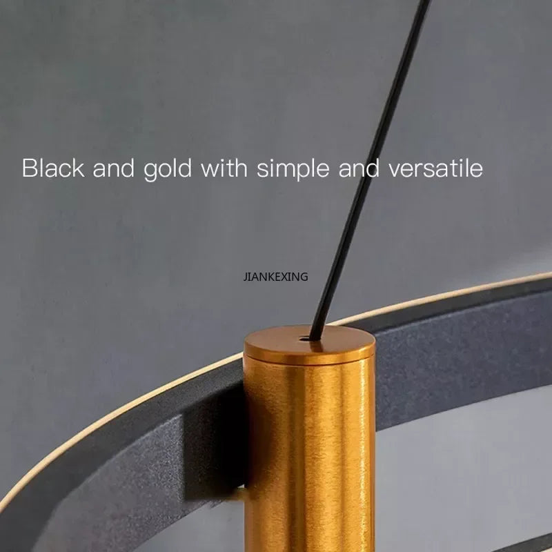 Black Ring LED Pendant Chandelier for Table Dining Living Kitchen Island Lighting