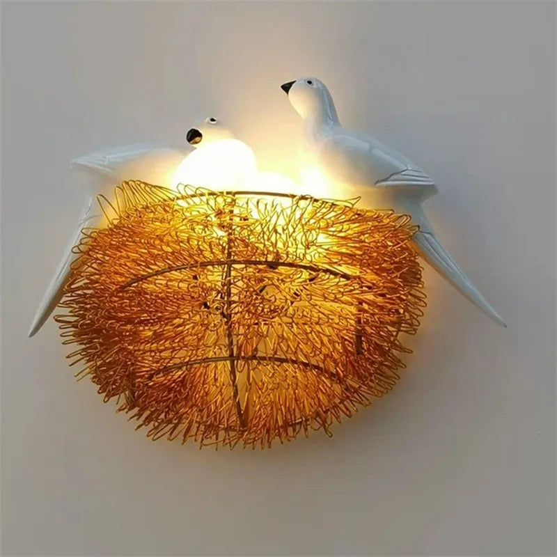 Bird Nest LED Wall Lamp for Children's Bedroom and Home Decor
