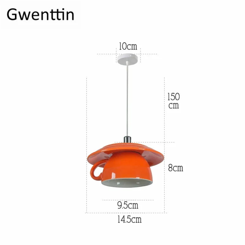 Ceramic Cup Pendant Lights Ceiling Chandeliers Modern Hanging Lamp
