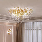 Gold Crystal LED Ceiling Chandelier for Elegant Spaces