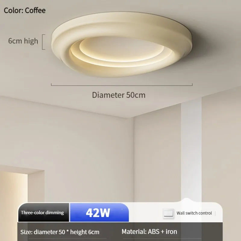 White Round LED Ceiling Light with Remote Control for Bedroom & Living Room