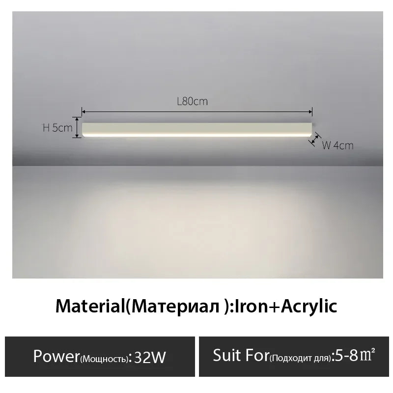 Black Linear LED Ceiling Light for Aisle, Bedroom, Dining, Living Room – Minimalist Design