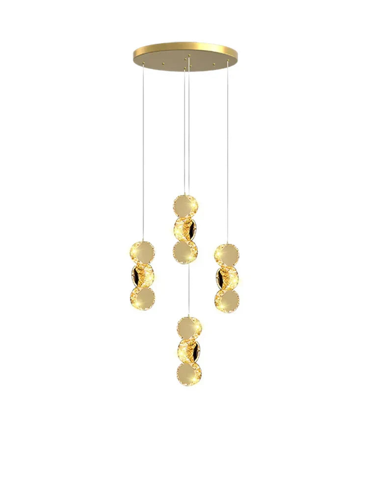 Gold Crystal Chandeliers LED Pendant Lamp for Modern Living Spaces