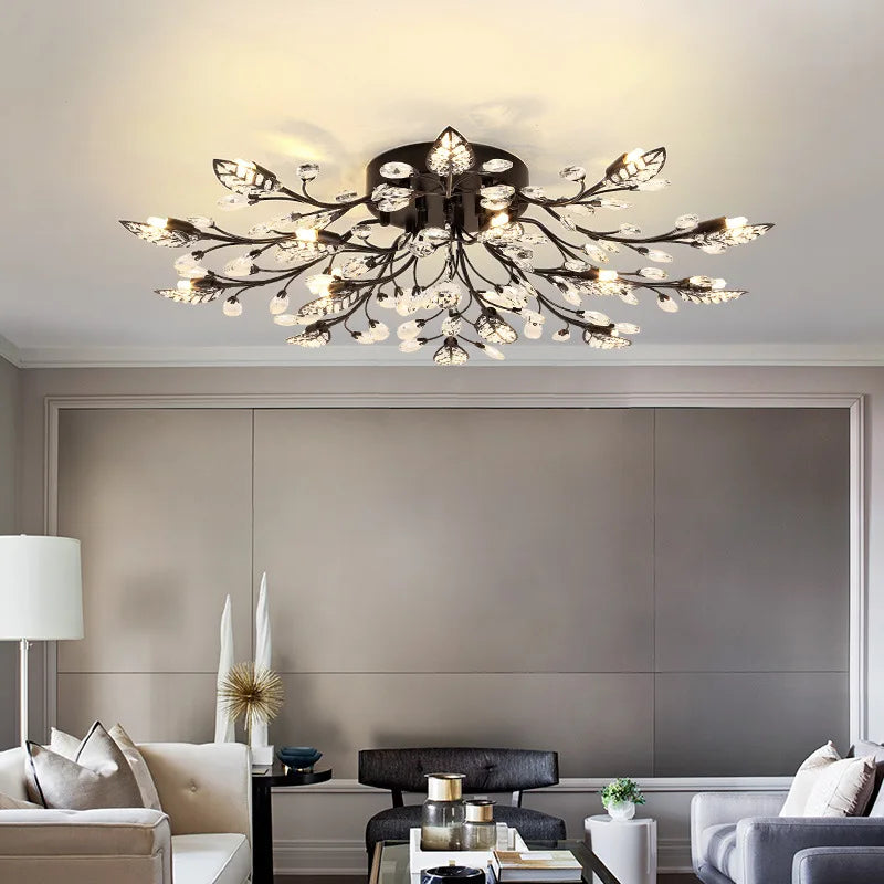 Crystal Ceiling Chandelier LED Fixture Lights for Living Room Bedroom by Samsarah Lighting
