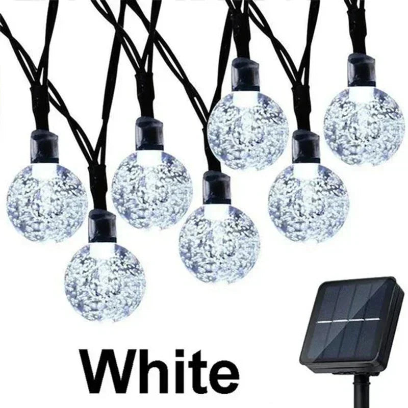 Crystal Fairy Solar String Lights: 8 Modes Waterproof Outdoor Patio Decor.