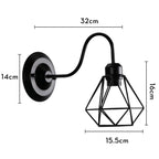 Industrial Cage Wall Lamp Vintage Retro Loft LED Sconce E27