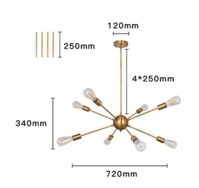 Gold Satellite Pendant LED Ceiling Lamp for Modern Living Room & Kitchen Decor