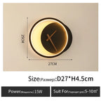 Nordic Wall Lamp Clock Modern Silent Bedroom Decor Lighting