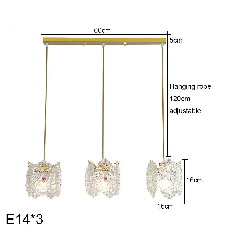 Carved Glass Pearl Chandelier for Dining Room, Living Bedroom, Study, Balcony - LED Pendant Lighting