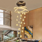 Modern Crystal Chandelier Stair Living Room Pendant Lights Interior Lighting