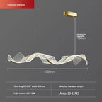 Gold Wave Design Acrylic Pendant Light Chandelier for Living Room & Kitchen