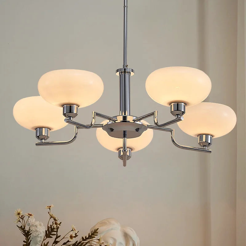 Glass Ball Pendant Chandelier LED Lamp for Modern French Bedroom