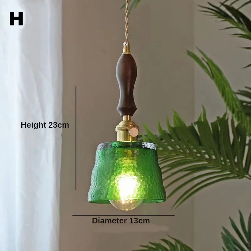 Nordic Wooden Glass Pendant Chandelier for Bedroom Living Dining Room