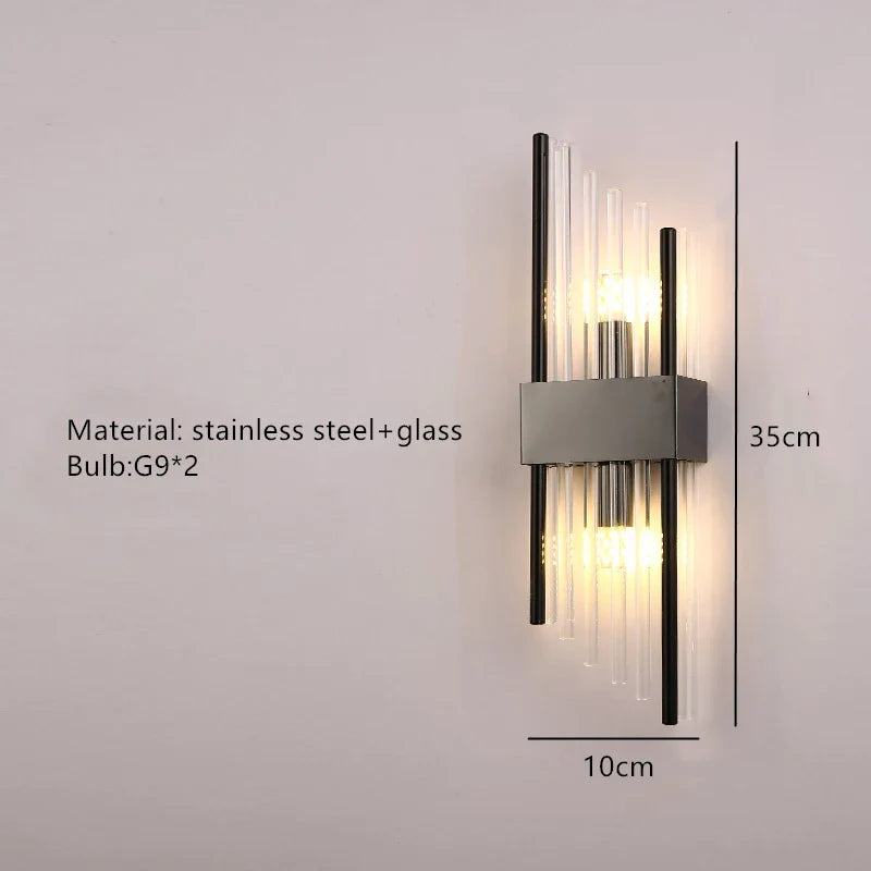 Crystal LED Wall Lamp Stainless Steel Sconces for Bedroom Dining Room