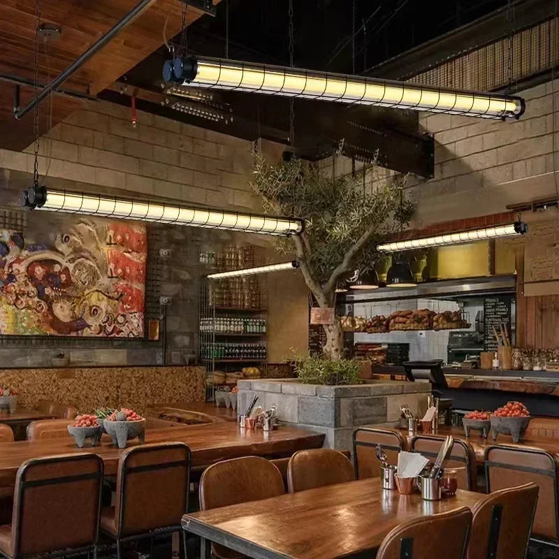Long Bar Restaurant Pendant Light: Industrial Style for Coffee Shop and Office