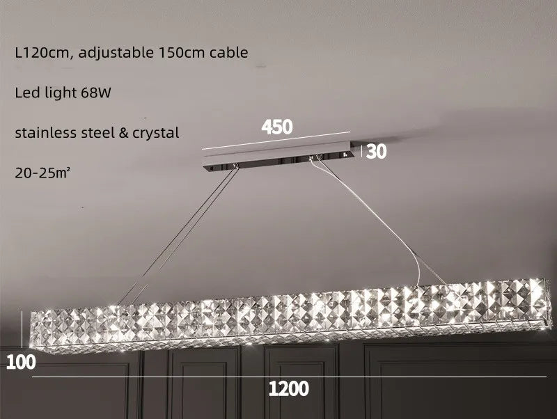 Crystal LED Chandelier: Modern Luxury Chrome Steel & Clear K9 Crystal Lighting