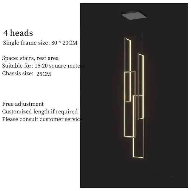 LED Stair Chandelier: Luxury Loft Geometry Pendant Lamps for Modern Living