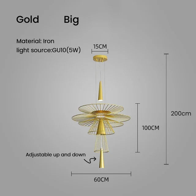 Modern Iron Art Led Pendant Light in Black/Gold for Dinning Room