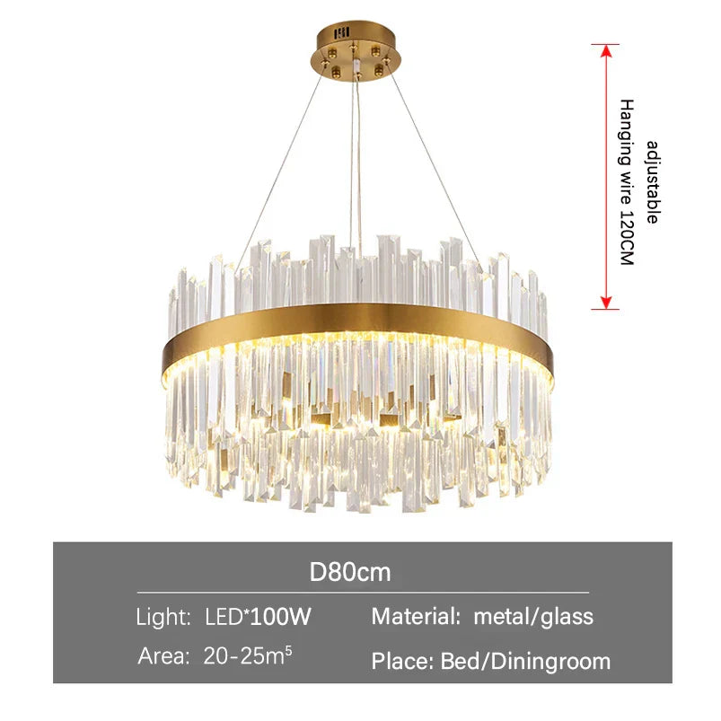 Gold Crystal Ceiling Chandelier | Luxury Indoor Lighting for Living & Dining Room