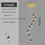 Modern LED Chandelier for Villa Living Room, Staircase Pendant Light