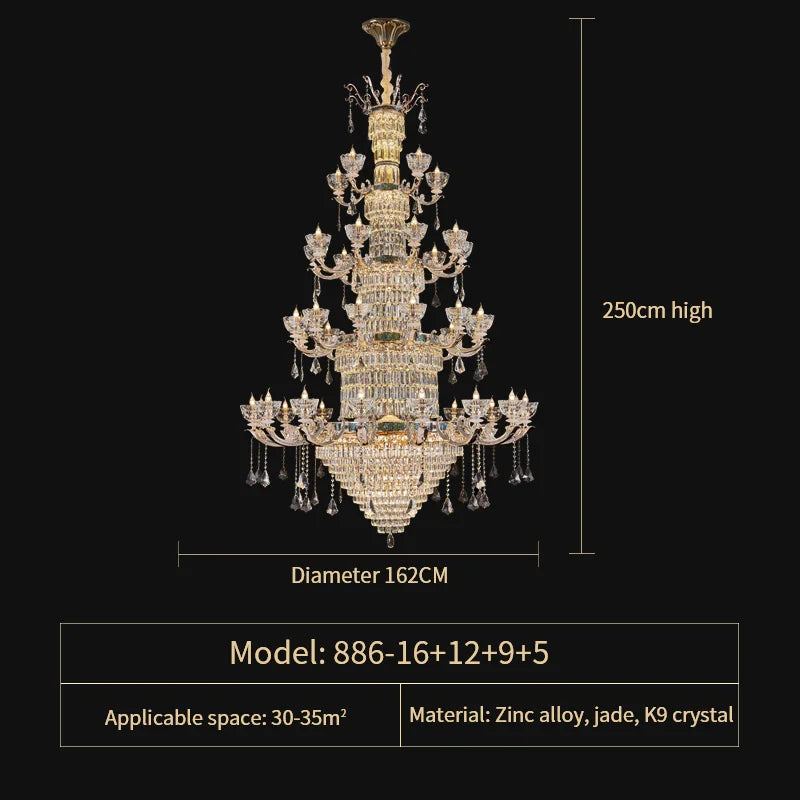 Luxury European Villa Crystal Chandelier for Living Room, Dining, Bedroom