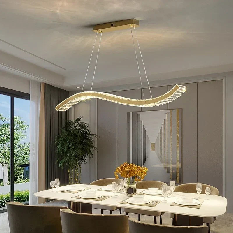 Crystal Pendant LED Chandelier for Luxurious Dining, Kitchen, and Villa Decor