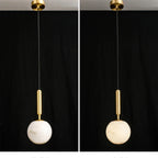 Copper Marble Pendant Light: Modern LED Hanging Lamp for Dining Room