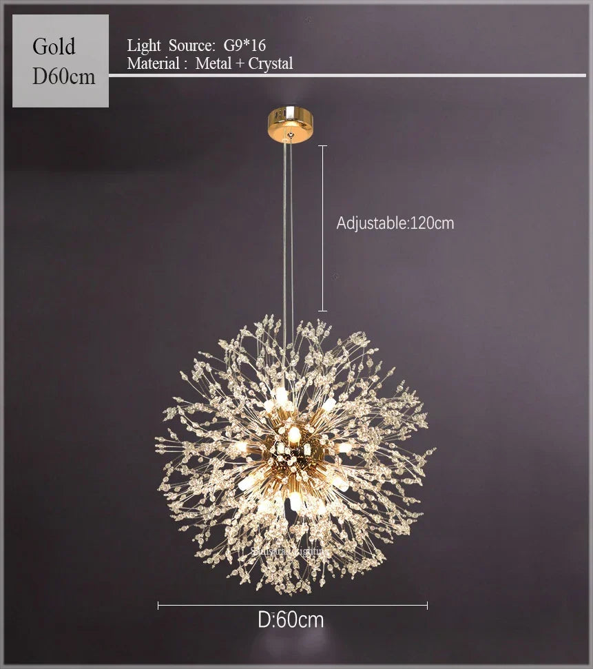 Dandelion Chandelier LED Sparkle Ball Crystal Lighting for Restaurant & Living Room