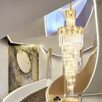Crystal Chandelier: Modern Minimalist Duplex Living Room Luxury Light