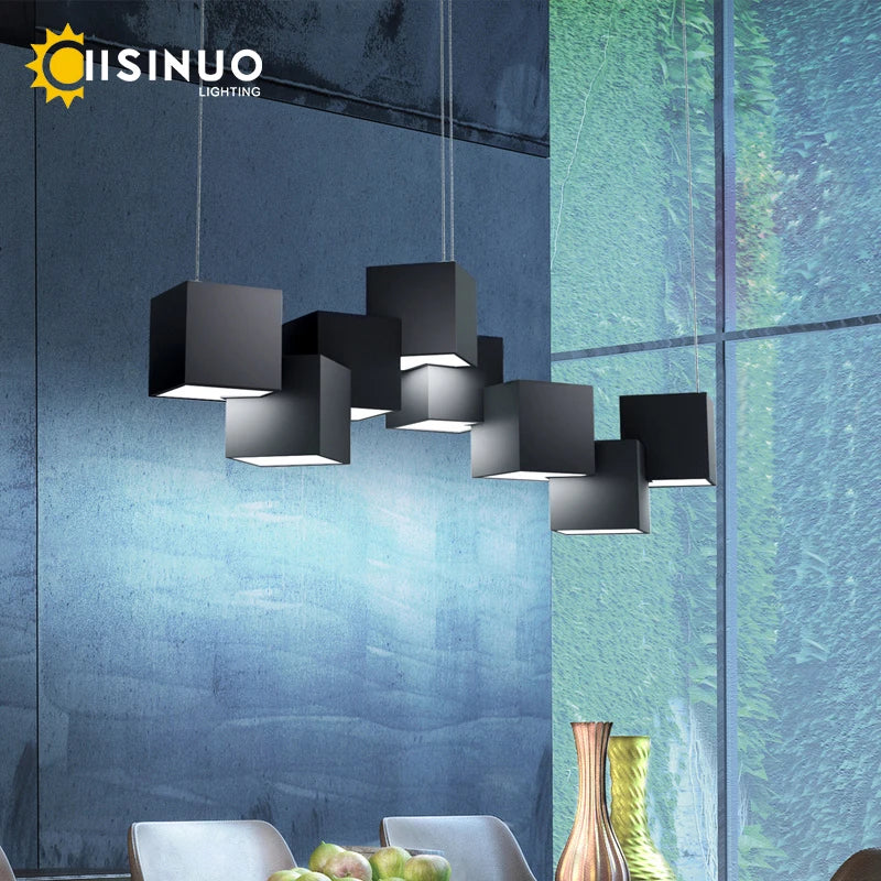 LED Cube Chandelier for Living, Kitchen, Dining Room Lighting