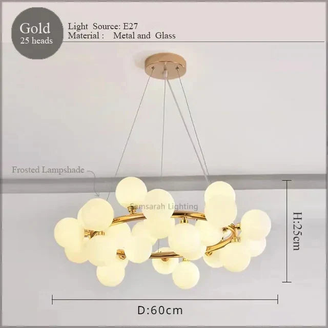 LED Glass Chandelier Pendant Lamp for Living Room Dining Room Lighting