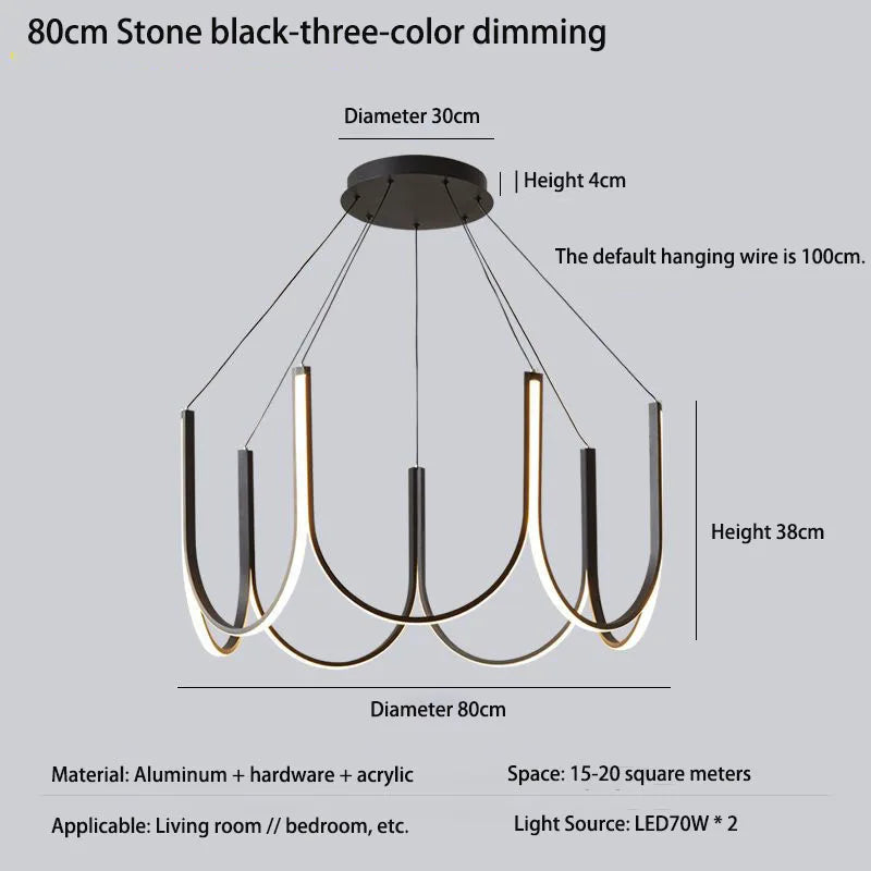 Modern U Shape LED Chandelier for Dining Living Kitchen Island Lighting