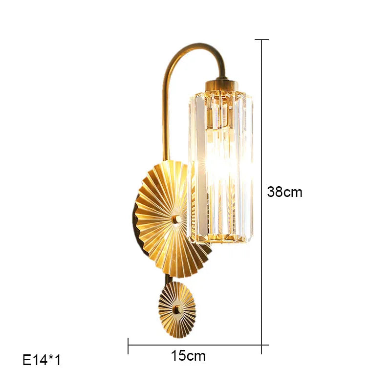 Modern Luxury Gold Crystal LED Wall Light for Living Room and Bedroom