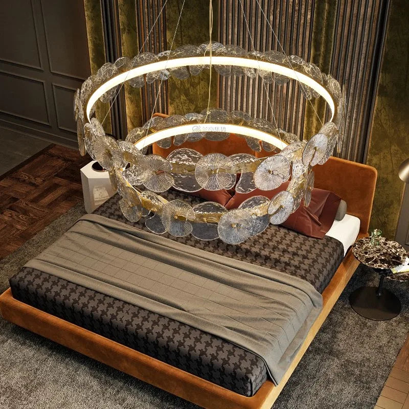 Lotus Leaf LED Chandeliers: Modern Lighting Fixtures for Living Room, Bedroom, Dining Table