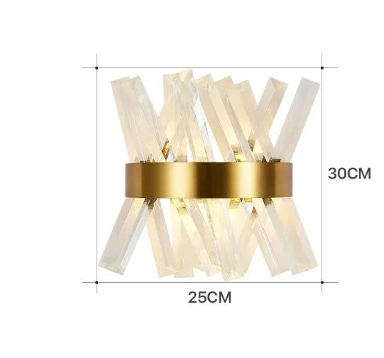 Luxury Crystal Glass Wall Sconce Light Fixture Gold for Bedroom Living Room