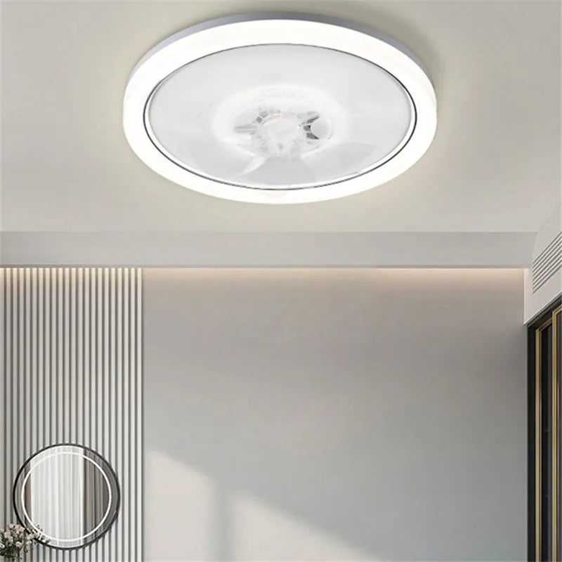 Modern White Ceiling Fan Light 120W LED Remote Control Dimmable Chandelier Fan