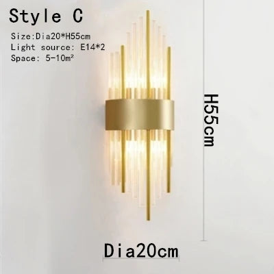 Gold Crystal Bracket Light: Stylish Lighting Fixtures for Home Wall Decor