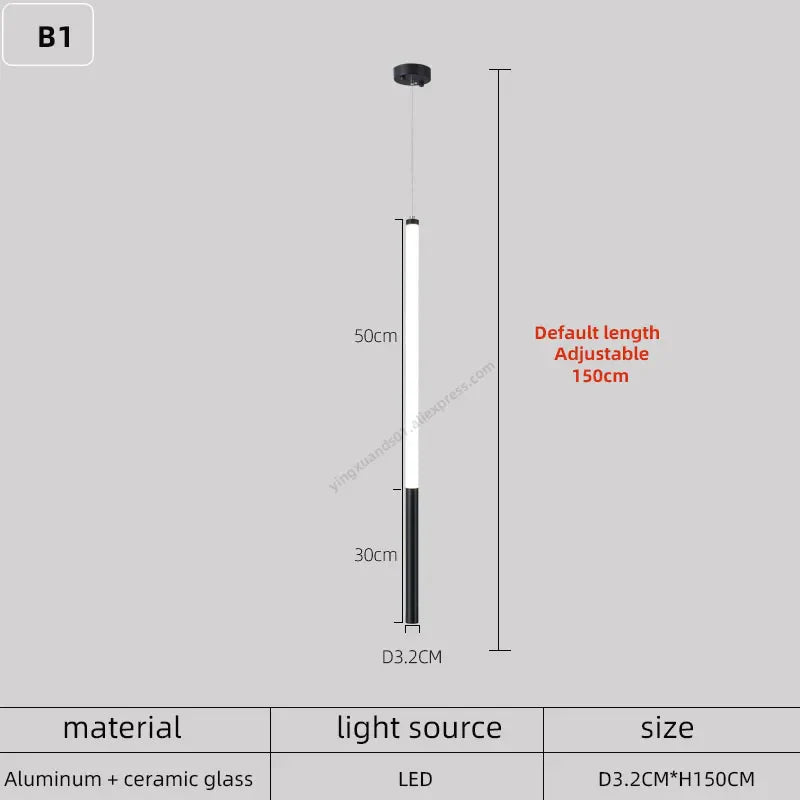 Modern LED Black/Gold Bar Chandelier Horizontal Pendant Light