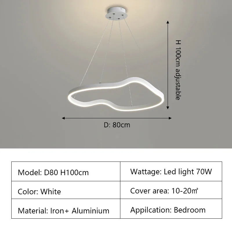 Modern Curve Ring LED Pendant Chandelier for Living Dining Bedroom