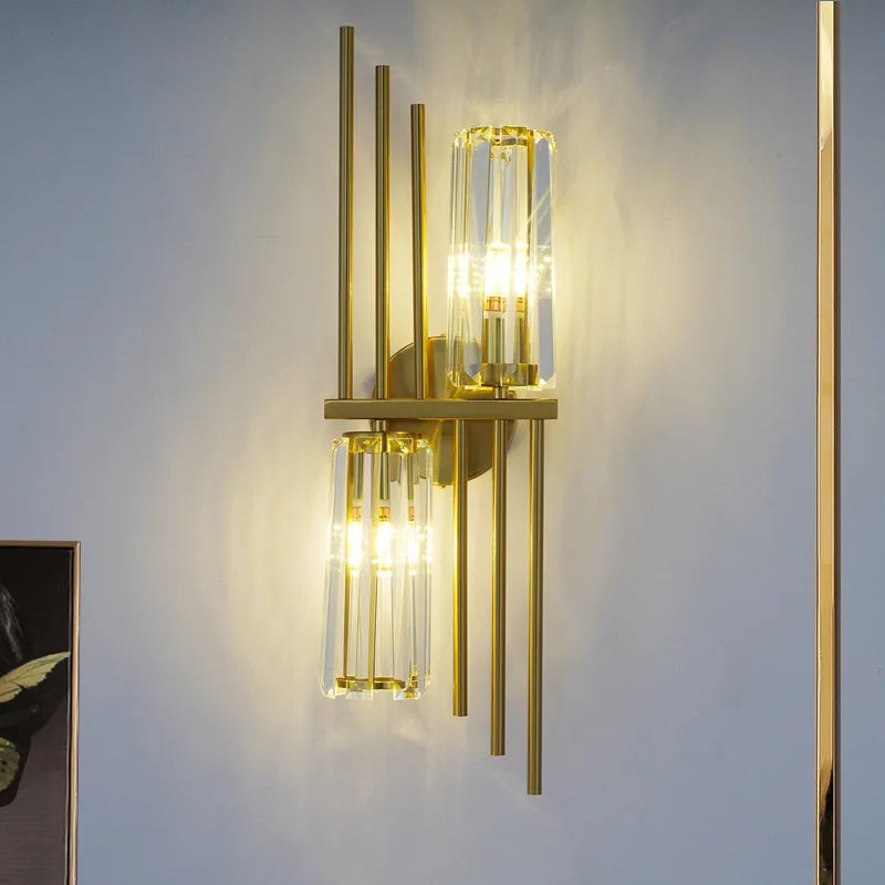 Crystal Gold Wall Lamp for Luxurious Living Room and Bedroom Lighting