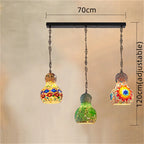 Turkish Mosaic Chandelier: Colorful Stained Glass Pendant Lamp