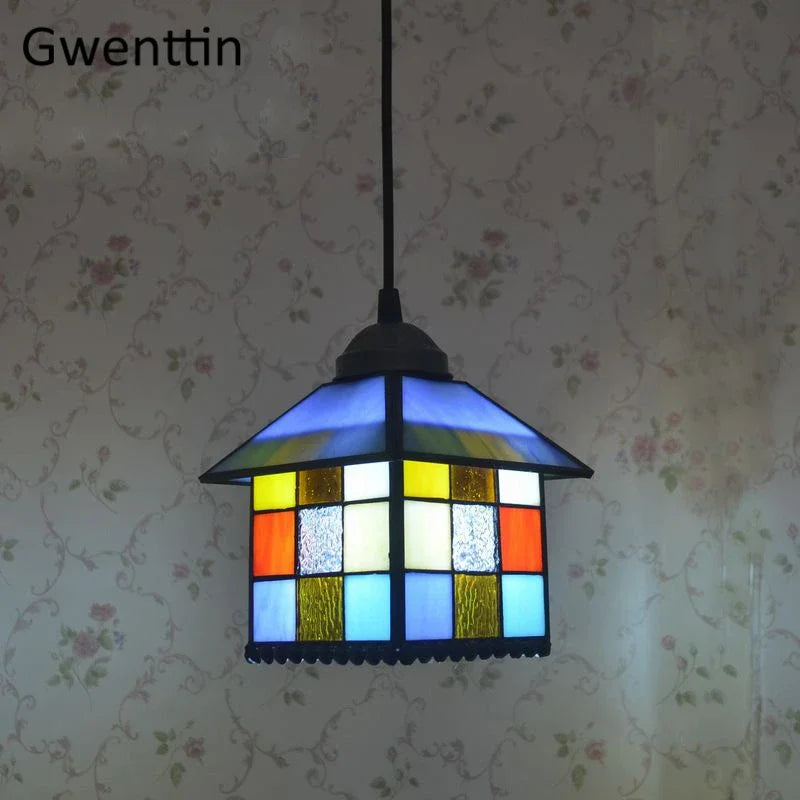 Tiffany Pendant Lights: Stained Glass Hanging Lamp for Mediterranean Loft Home Decor