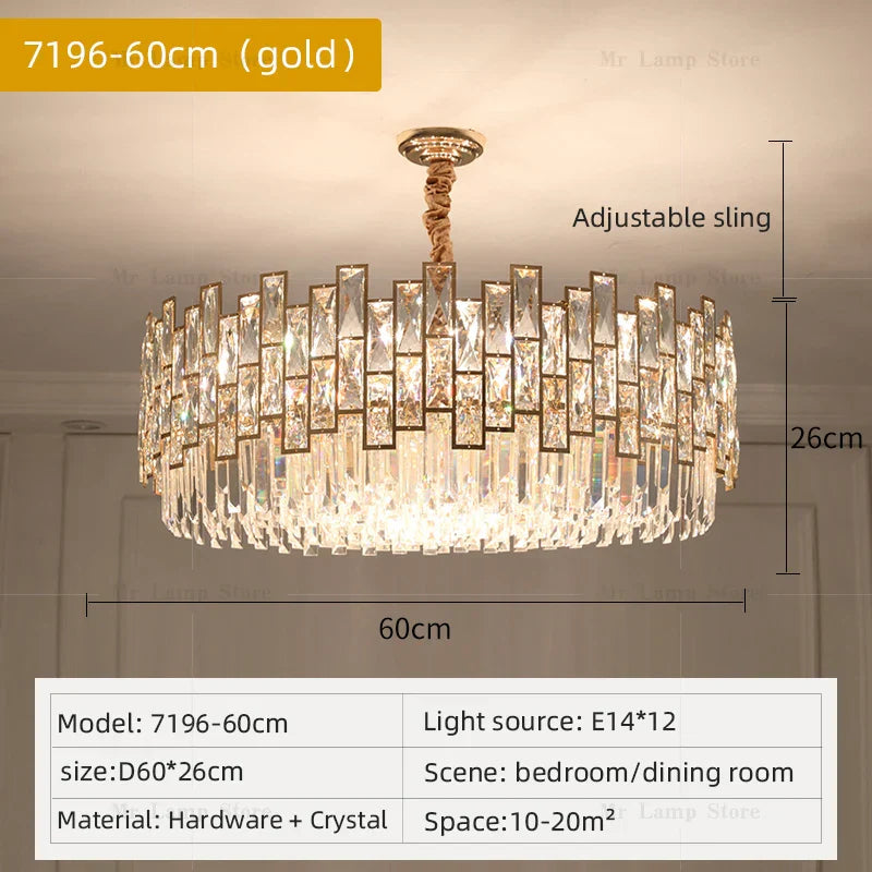 Crystal Chandelier: Postmodern Light Luxury for Living Room, Bedroom, Kitchen.